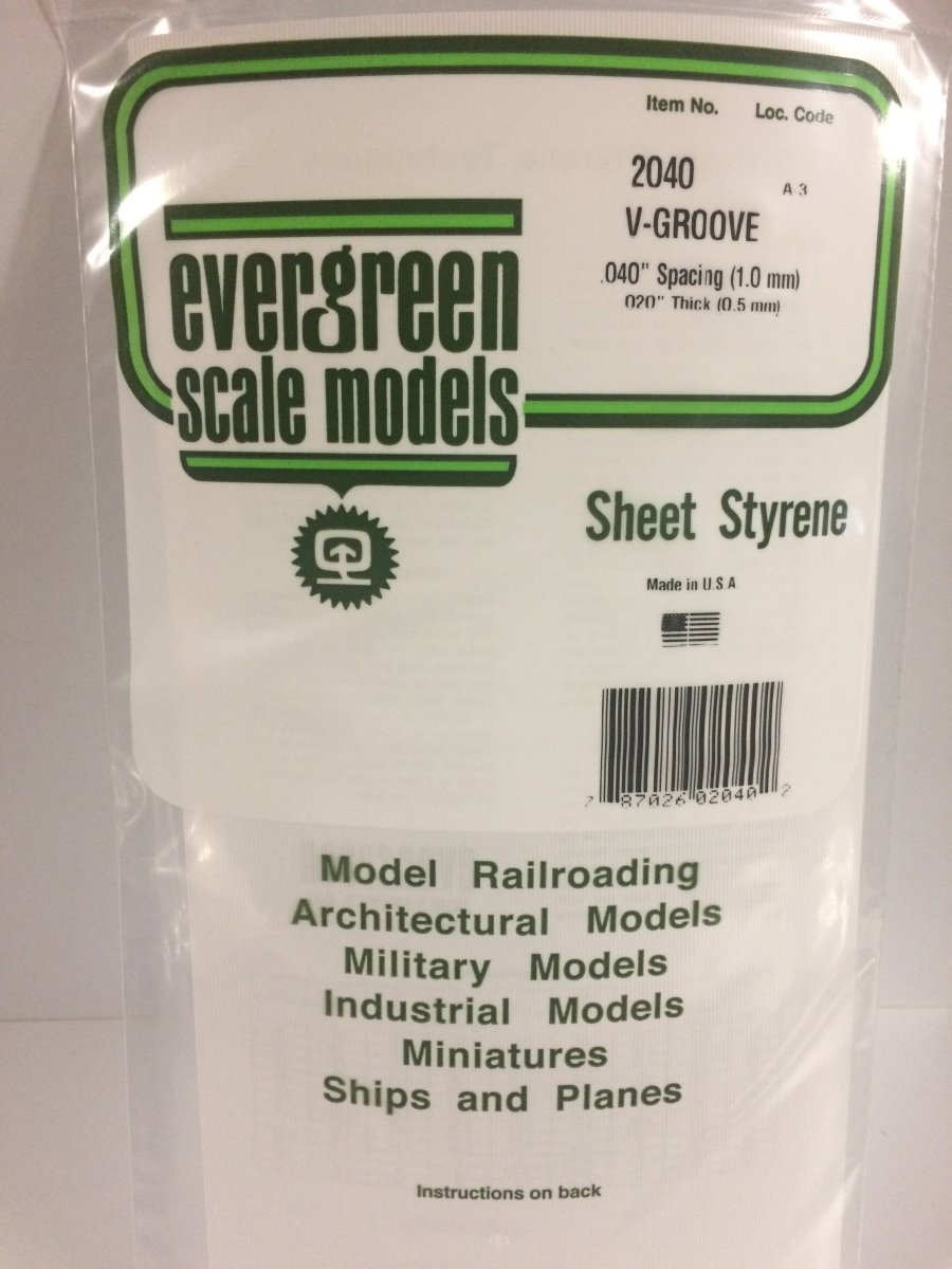 Evergreen Scale Models 2040 - 6" X 12" V - Groove Siding, .040" Spacing - The Merri Artist - merriartist.com