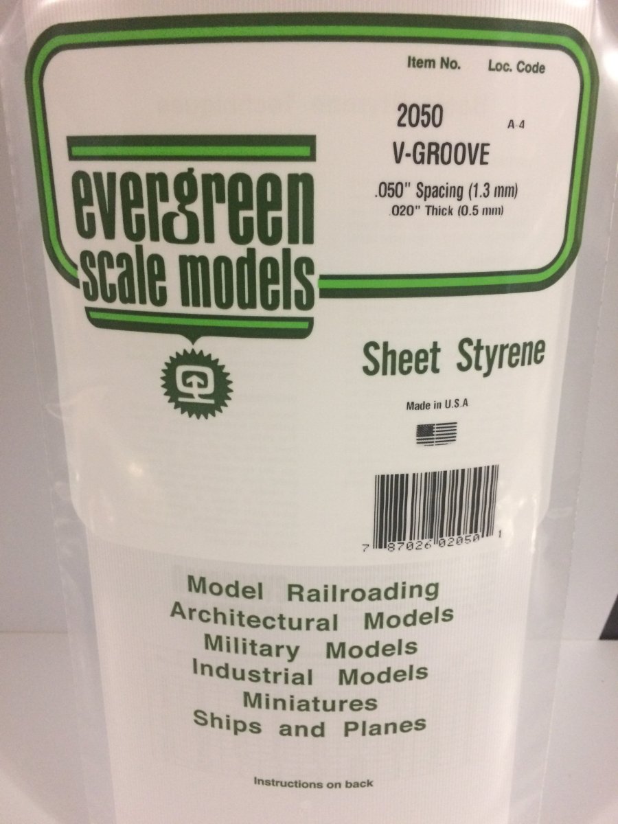 Evergreen Scale Models 2050 - 6" X 12" V - Groove Siding, .050" Spacing - The Merri Artist - merriartist.com