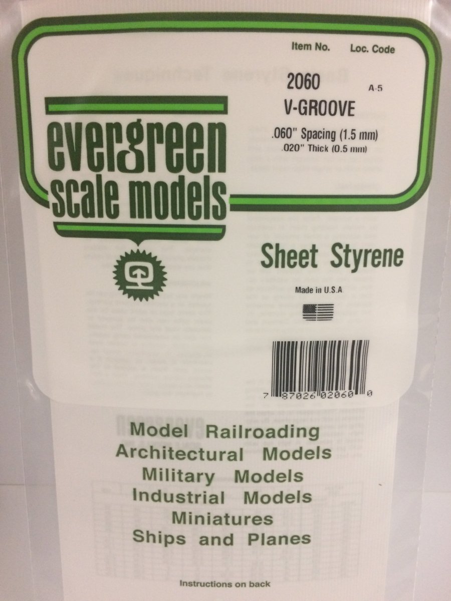 Evergreen Scale Models 2060 - 6" X 12" V - Groove Siding, .060" Spacing - The Merri Artist - merriartist.com