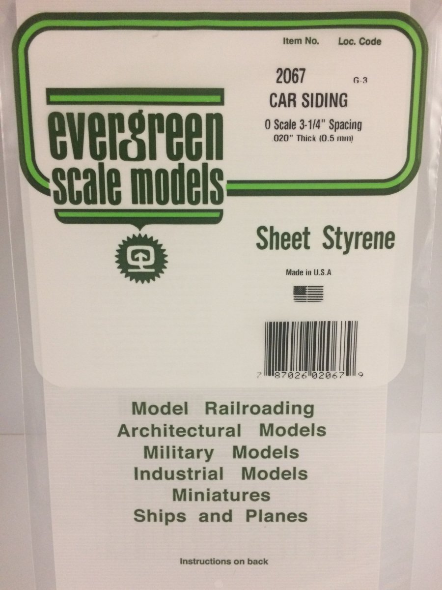 Evergreen Scale Models 2067 - 6" X 12" Car Siding - O Scale - The Merri Artist - merriartist.com