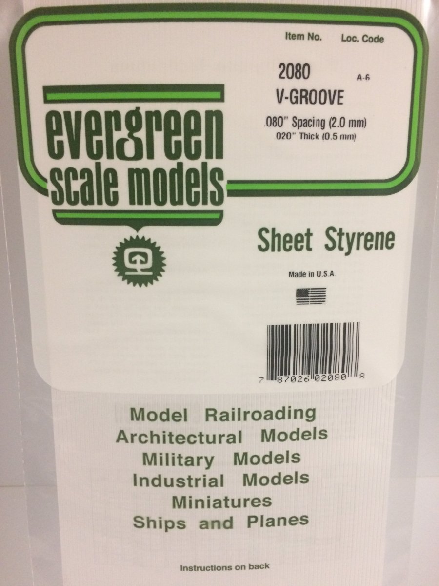 Evergreen Scale Models 2080 - 6" X 12" V - Groove Siding, .080" Spacing - The Merri Artist - merriartist.com