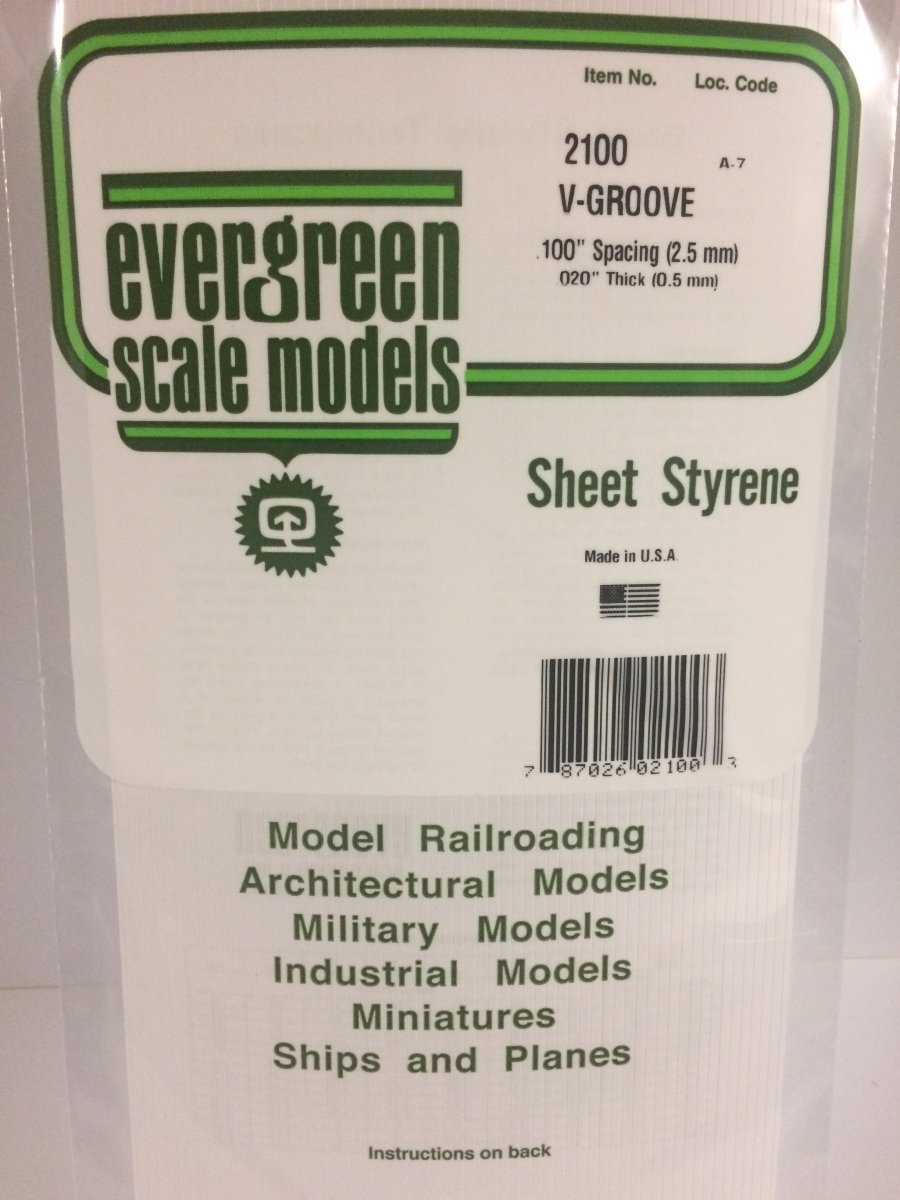 Evergreen Scale Models 2100 - 6" X 12" V - Groove Siding, .100" Spacing (1) - The Merri Artist - merriartist.com