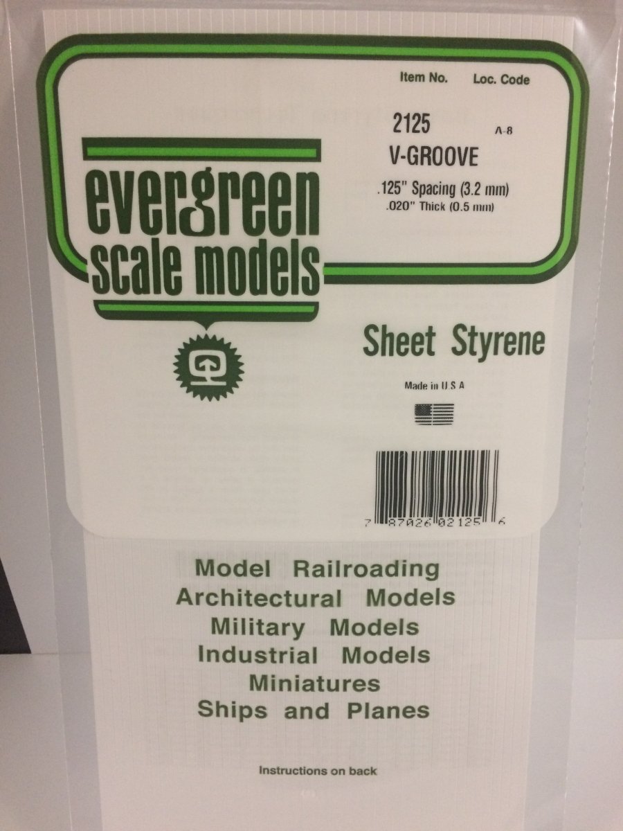 Evergreen Scale Models 2125 - 6" X 12" V - Groove Siding, .125" Spacing - The Merri Artist - merriartist.com