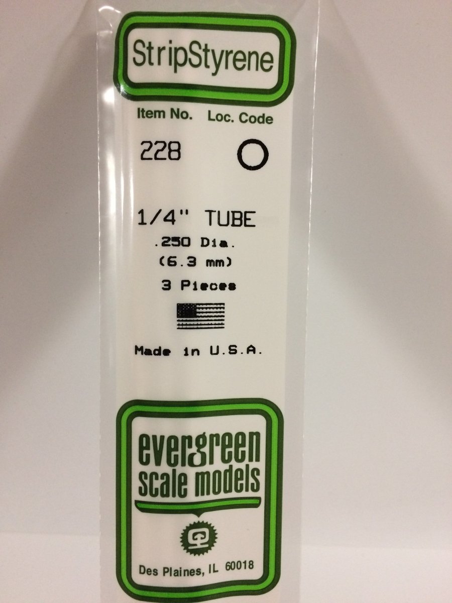 Evergreen Scale Models 225 - .250" (1/4") OD X 14" Tubing (3) - The Merri Artist - merriartist.com