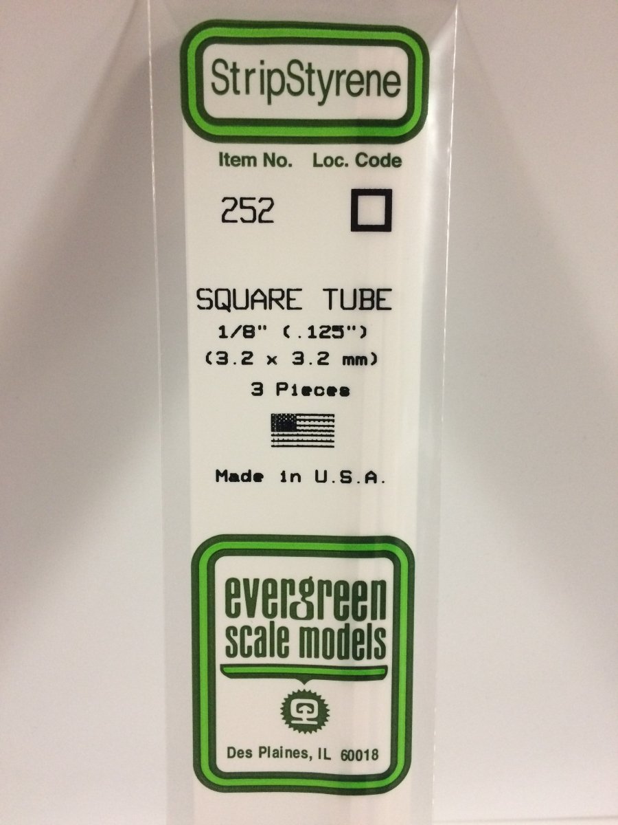 Evergreen Scale Models 252 - .125" (3.2 mm) X 14" Square Tube (3) - The Merri Artist - merriartist.com