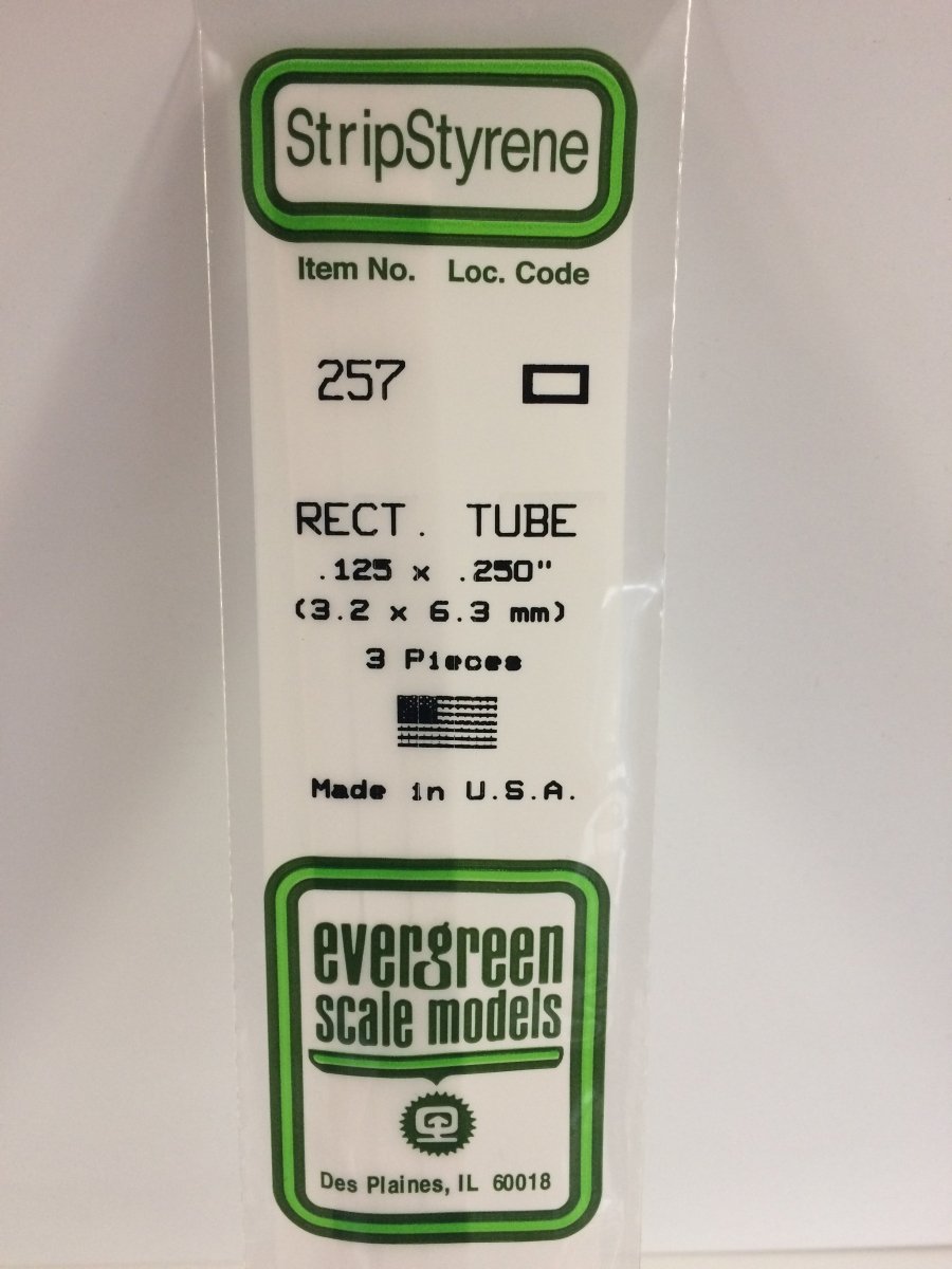 Evergreen Scale Models 257 - .125 x .250" X 14" Rectangular Tube (3) - The Merri Artist - merriartist.com