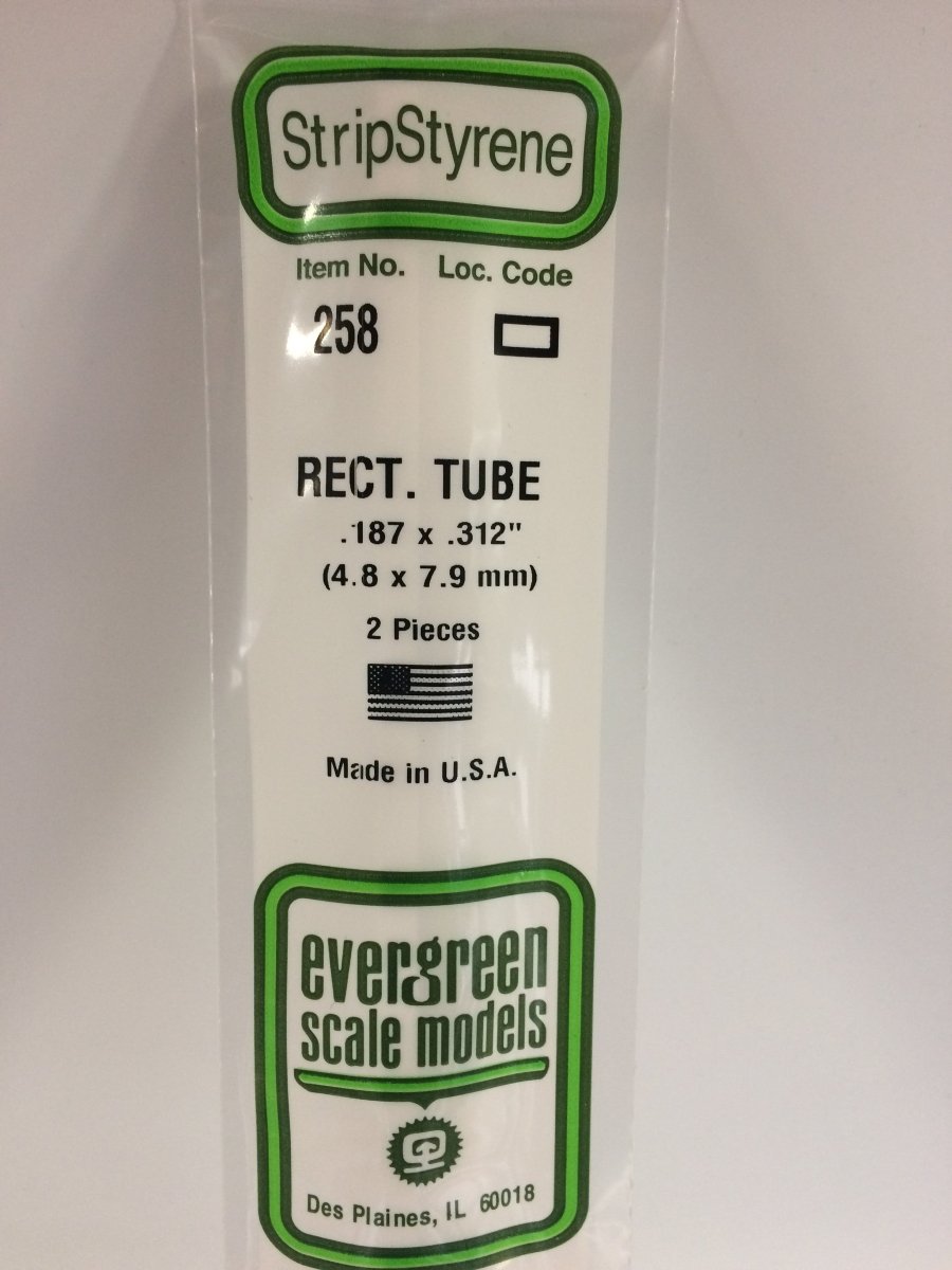 Evergreen Scale Models 258 - .188 x .312" X 14" Rectangular Tube (2) - The Merri Artist - merriartist.com