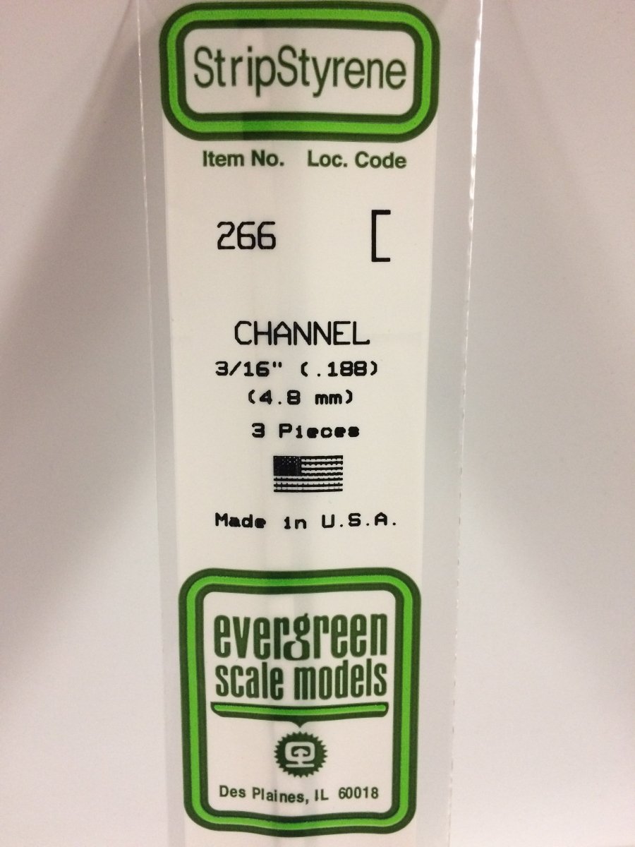 Evergreen Scale Models 266 - .188" (4.8 mm) X 14" Channel (3) - The Merri Artist - merriartist.com