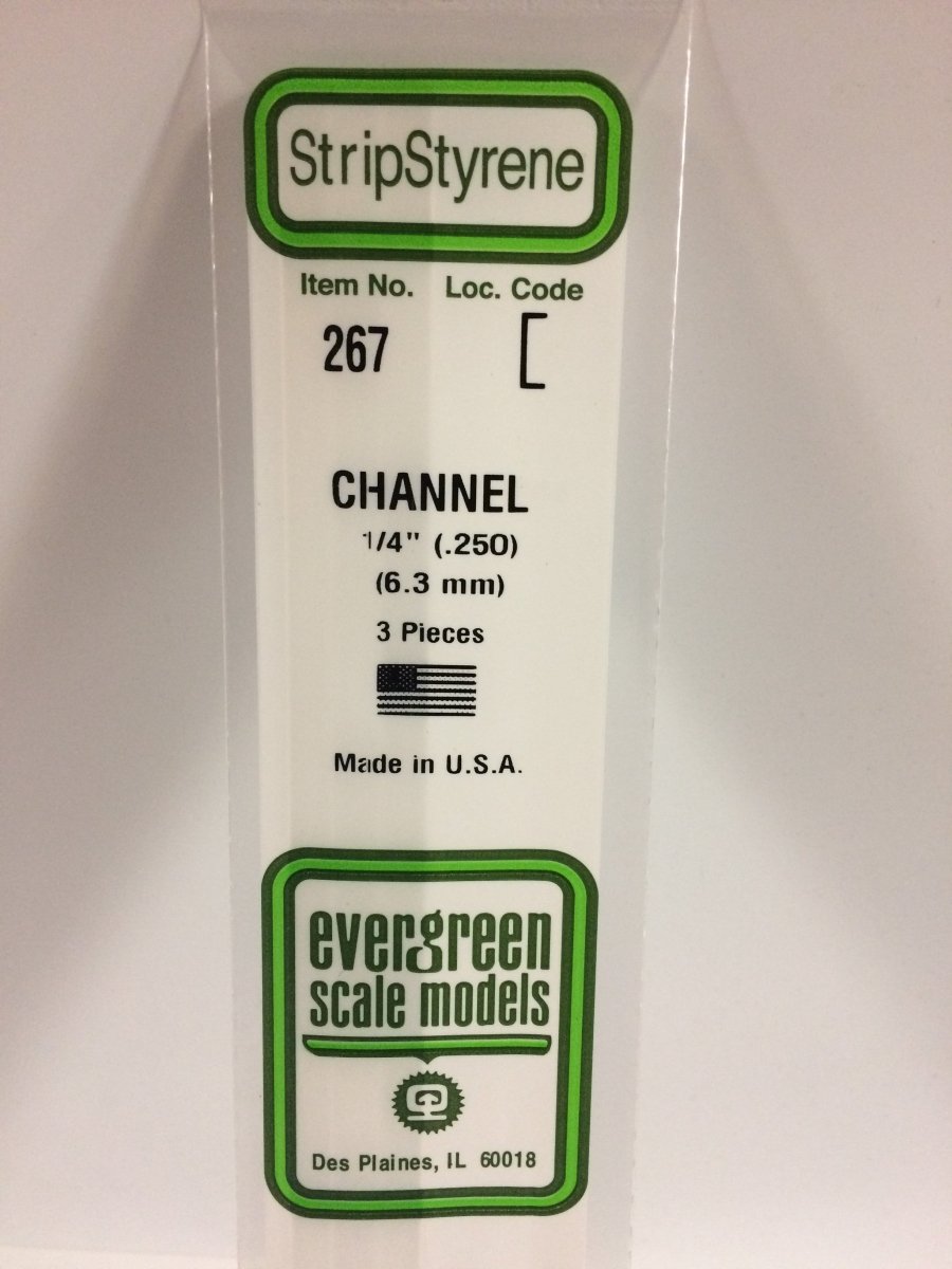 Evergreen Scale Models 267 - .250" (6.4 mm) X 14" Channel (3) - The Merri Artist - merriartist.com