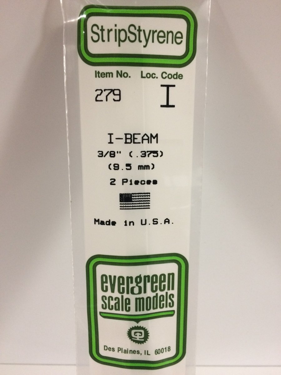 Evergreen Scale Models 279 - .375" (9.5 mm) X 14" I - Beam (2) - The Merri Artist - merriartist.com