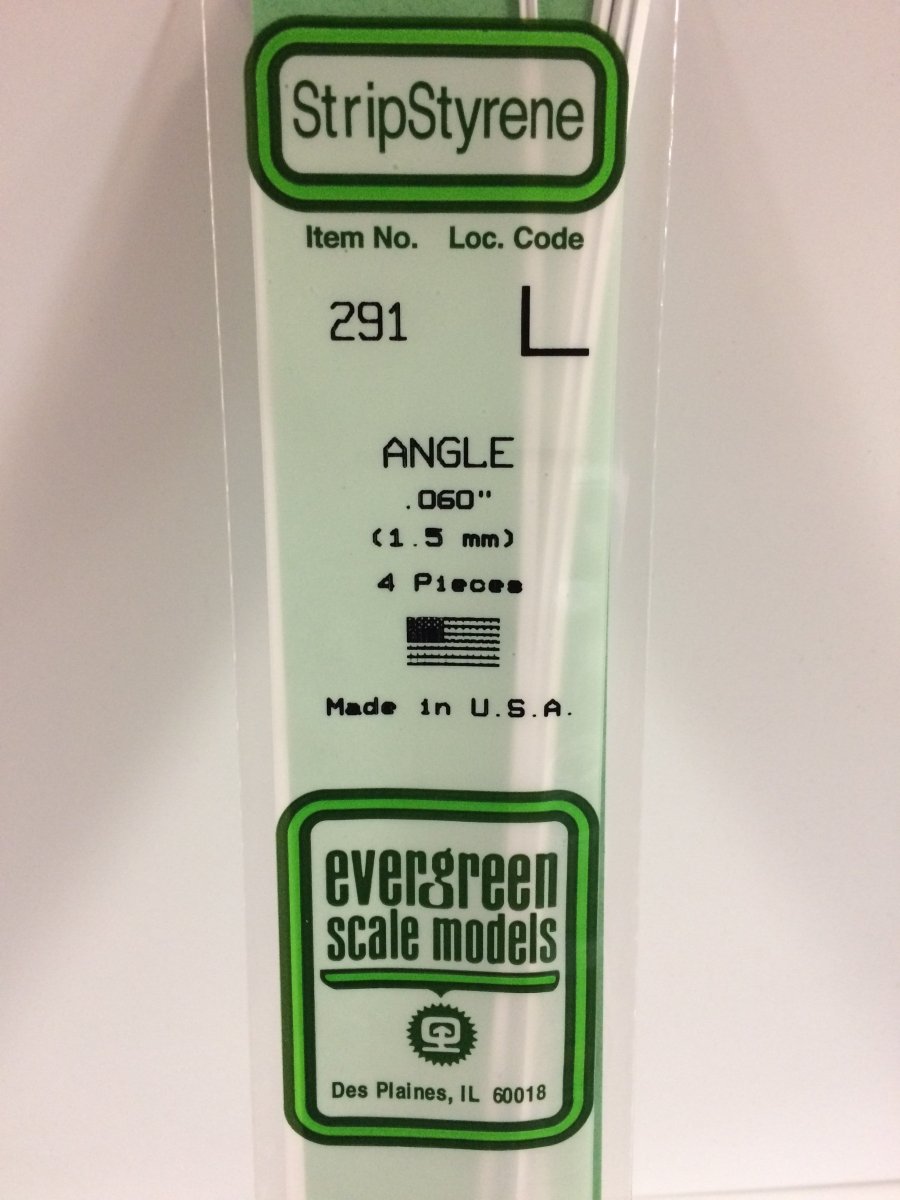 Evergreen Scale Models 291 - .060" (1.5 mm) X 14" Angle (4) - The Merri Artist - merriartist.com