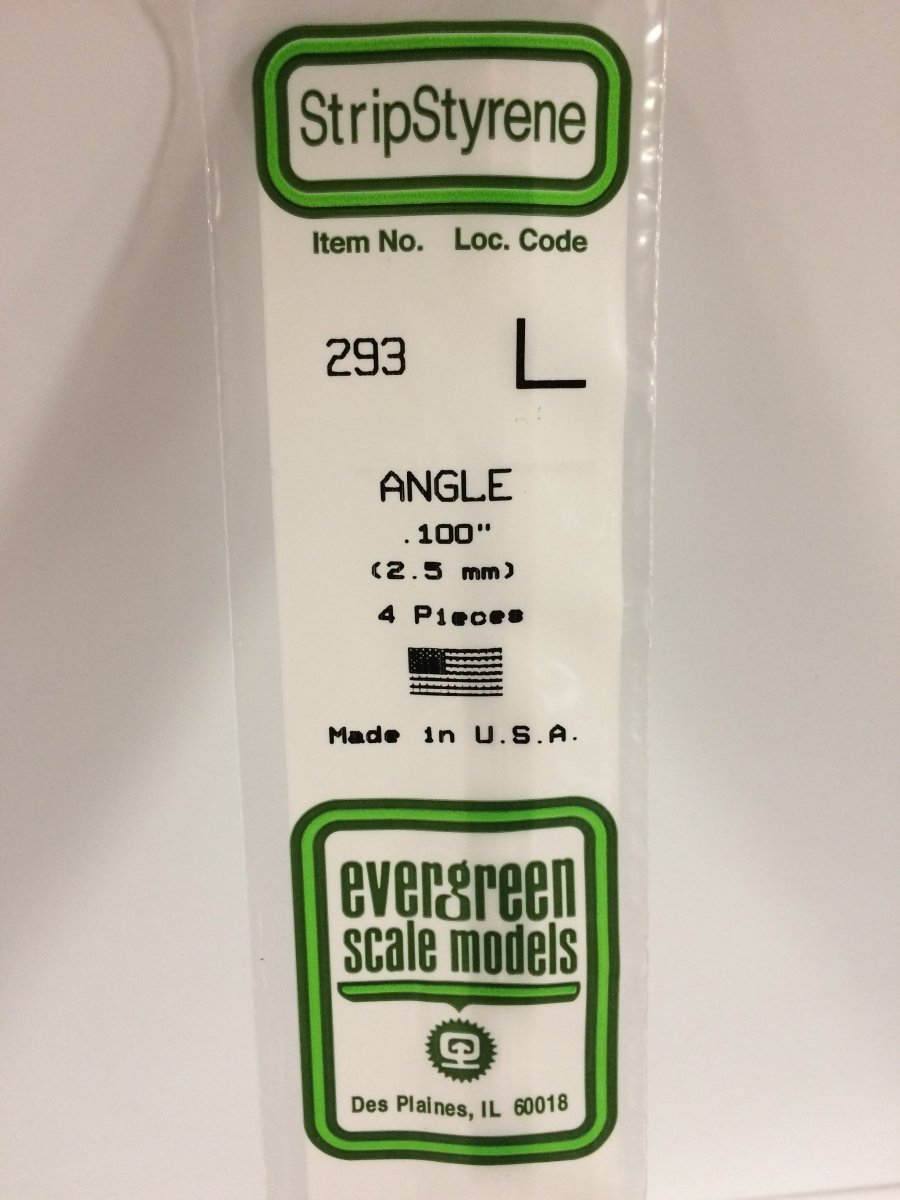 Evergreen Scale Models 293 - .100" (2.5 mm) X 14" Angle (4) - The Merri Artist - merriartist.com