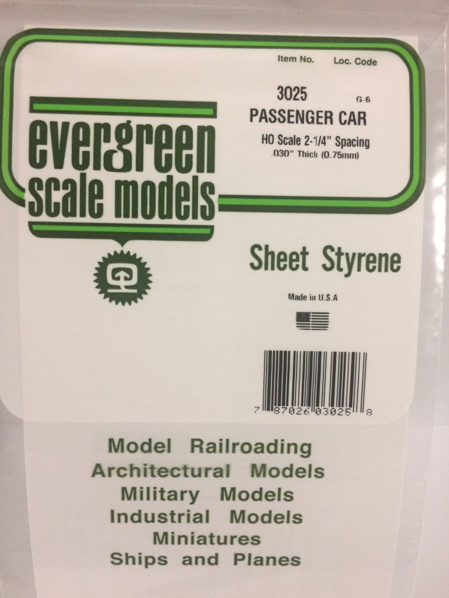 Evergreen Scale Models 3025 - 6" X 12" Passenger Car Siding - HO Scale - The Merri Artist - merriartist.com