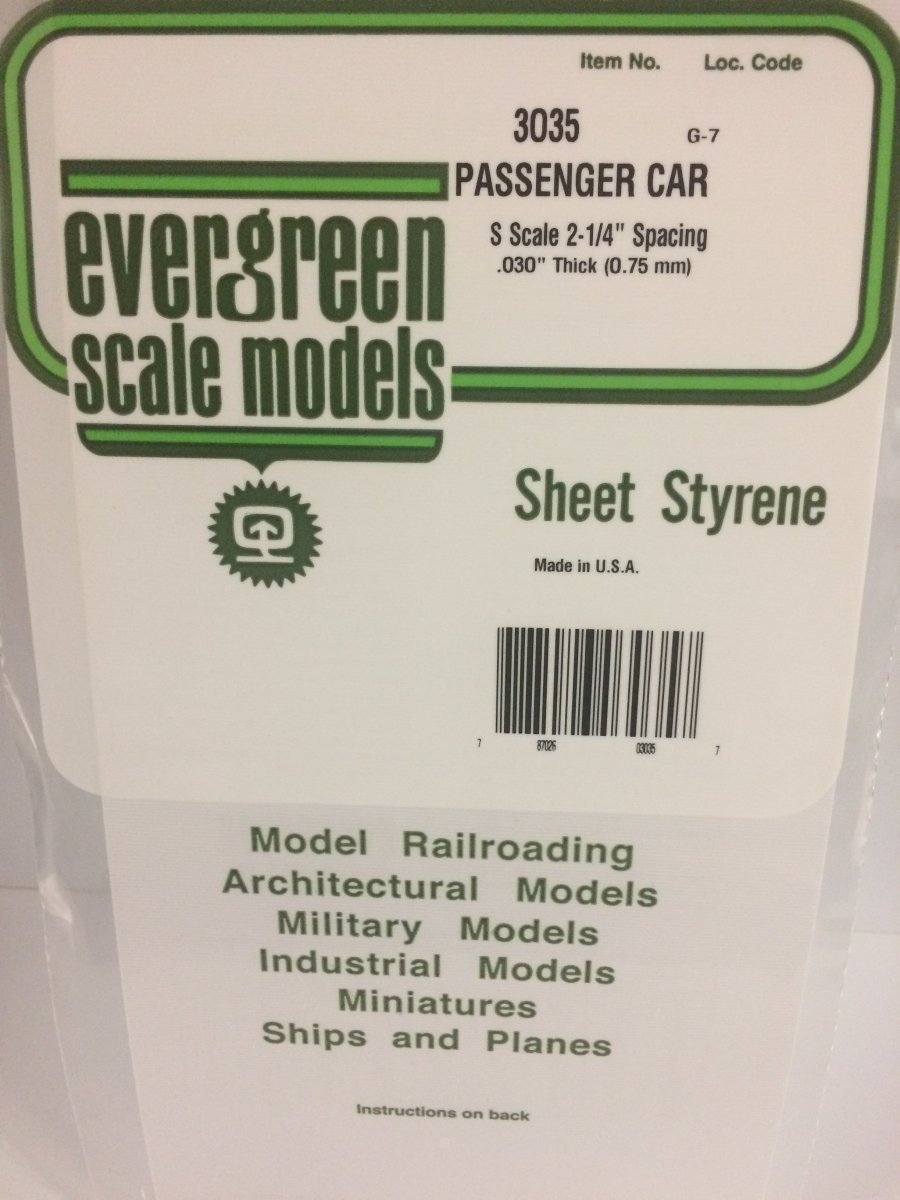 Evergreen Scale Models 3035 - 6" X 12" Passenger Car Siding - S Scale - The Merri Artist - merriartist.com