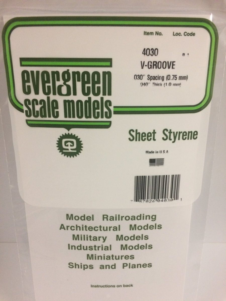 Evergreen Scale Models 4030 - Polystyrene V - Groove Siding - .030" White - 6"x 12" Sheet (1) - The Merri Artist - merriartist.com