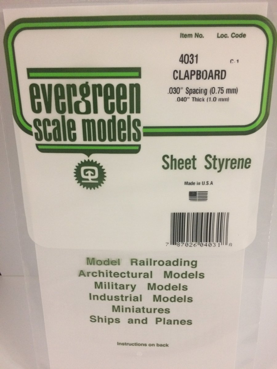 Evergreen Scale Models 4031 - 6" X 12" Clapboard Siding, .030" Spacing - The Merri Artist - merriartist.com