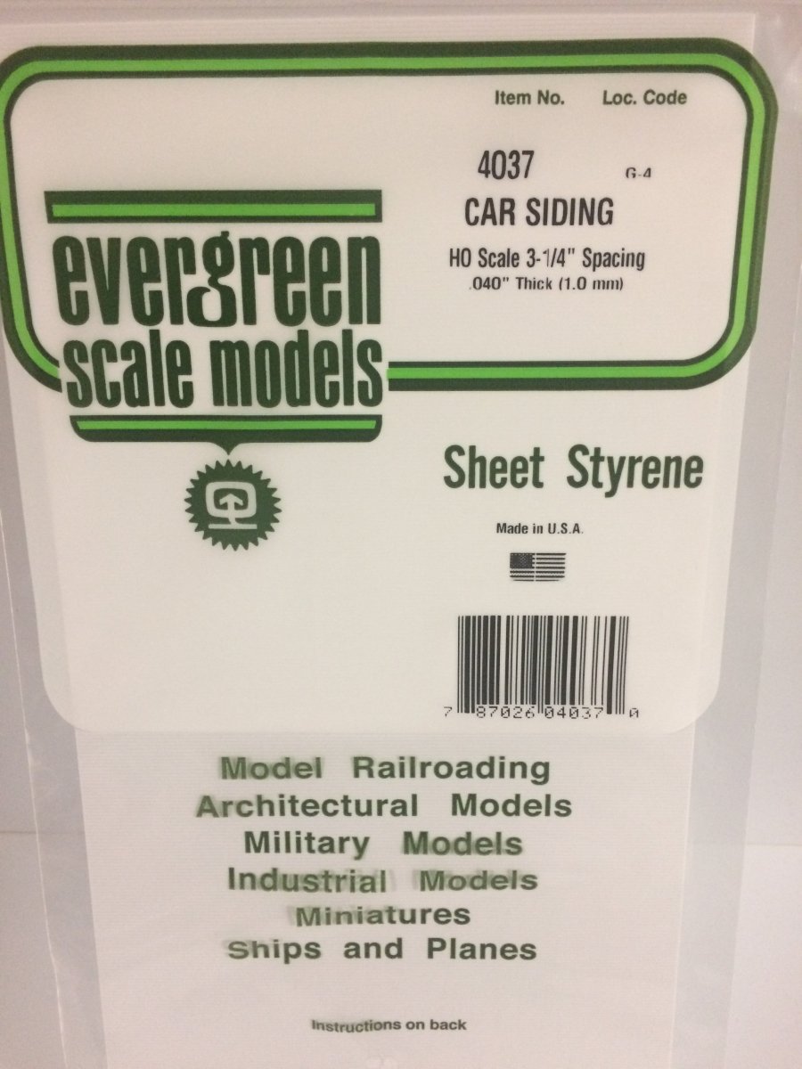 Evergreen Scale Models 4037 - .037" Freight Car Siding - HO scale - 6'x12" Sheet - The Merri Artist - merriartist.com