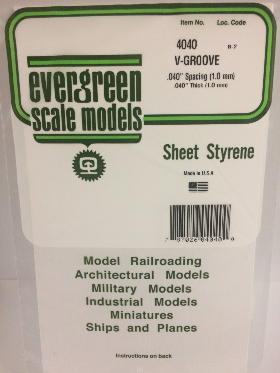 Evergreen Scale Models 4040 - V - Groove Siding, .040" Spacing - 6"x12" Sheet - The Merri Artist - merriartist.com