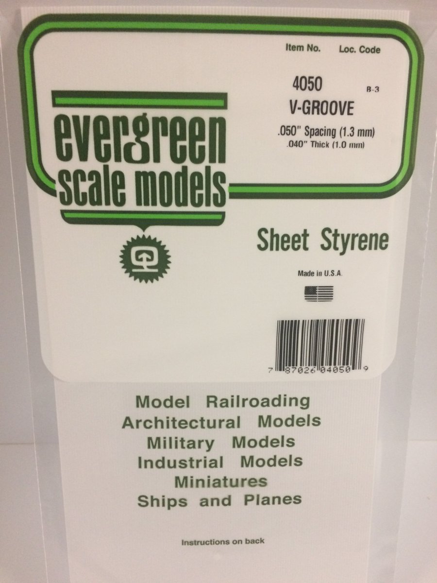 Evergreen Scale Models 4050 - V - Groove Siding, .050" Spacing - 6"x12" Sheet - The Merri Artist - merriartist.com