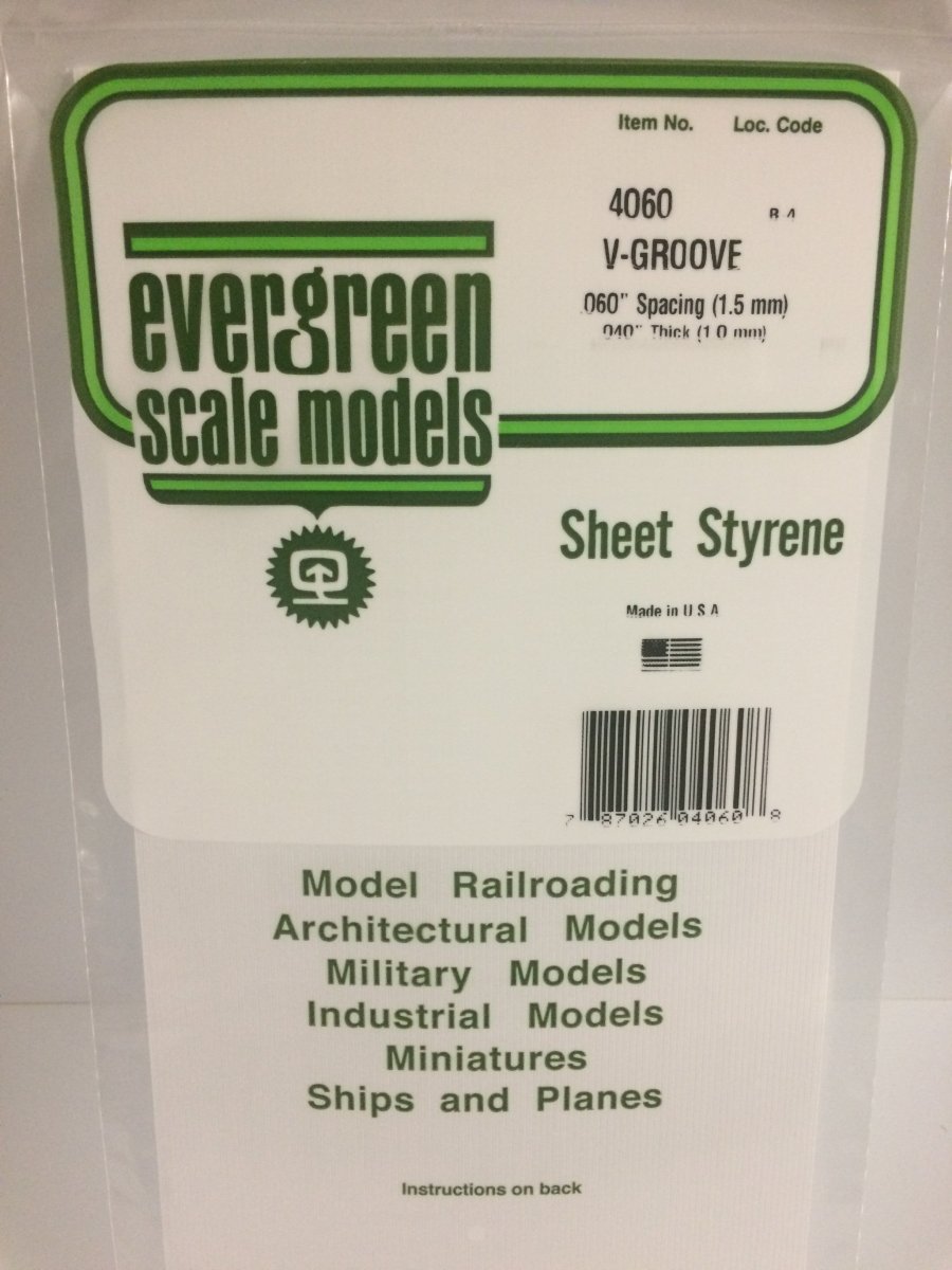 Evergreen Scale Models 4060 - V - Groove Siding, .060" Spacing - 6"X12" Sheet - The Merri Artist - merriartist.com