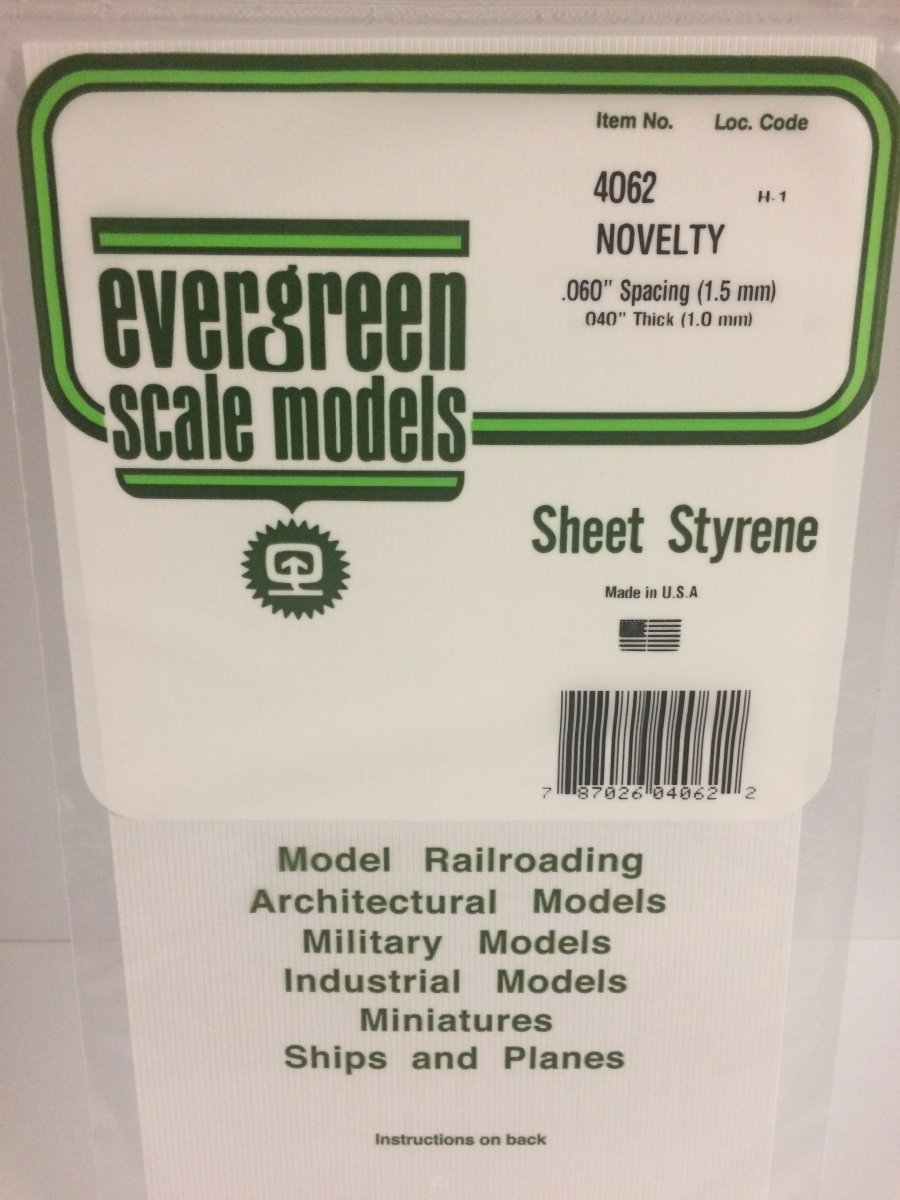 Evergreen Scale Models 4062 - 6" X 12" Novelty Siding, .060" Spacing - The Merri Artist - merriartist.com