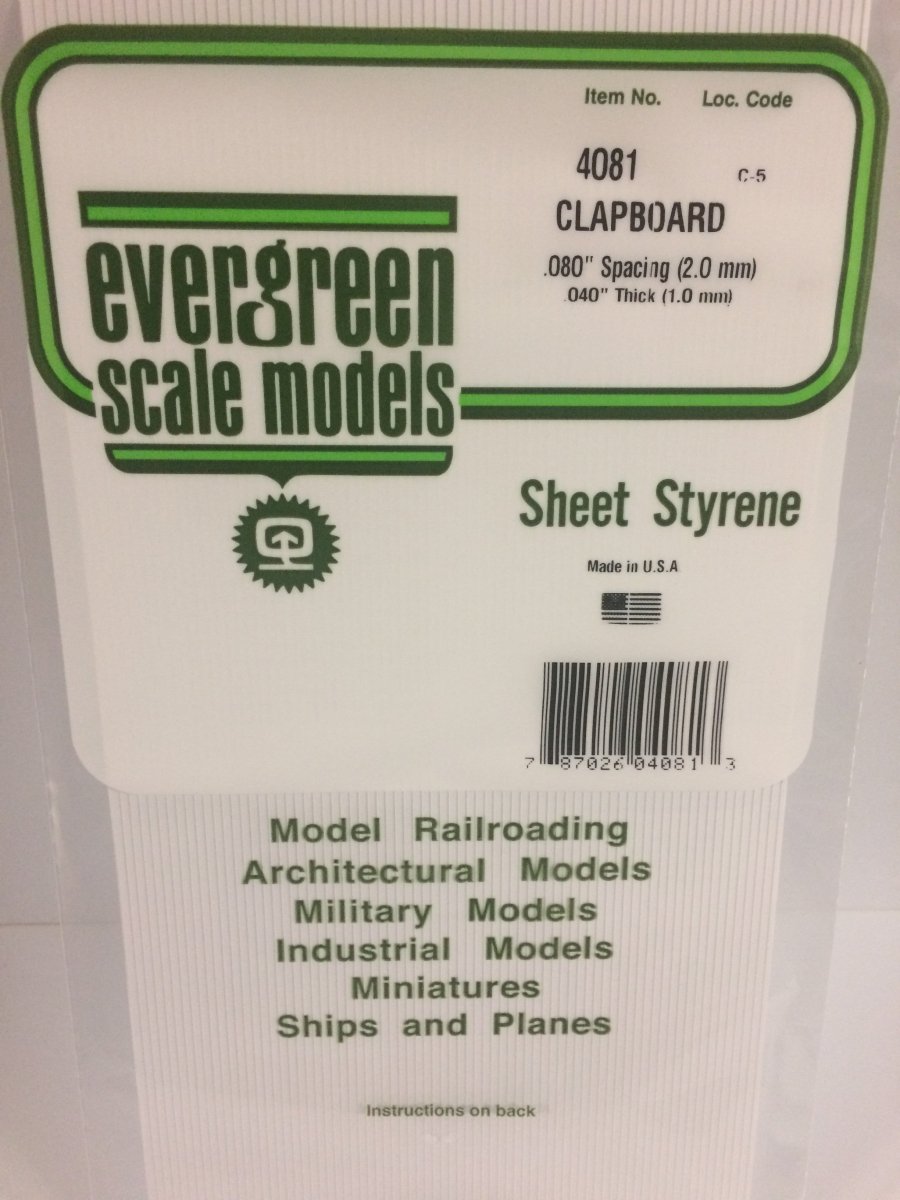 Evergreen Scale Models 4081 - 6" X 12" Clapboard Siding, .080" Spacing - The Merri Artist - merriartist.com