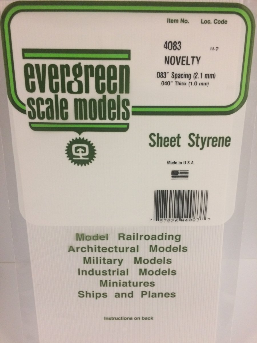 Evergreen Scale Models 4083 - 6" X 12" Novelty Siding, .083" Spacing - The Merri Artist - merriartist.com