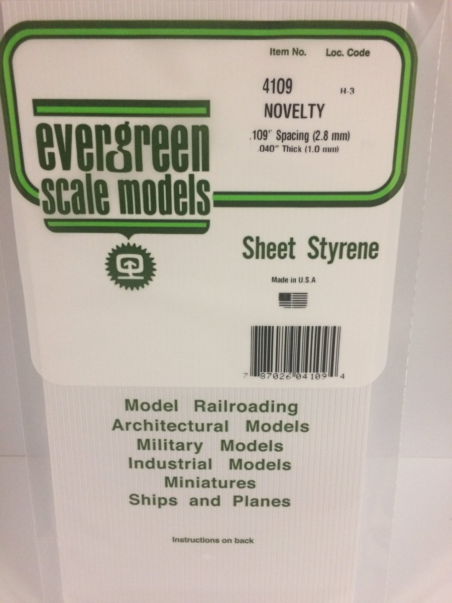 Evergreen Scale Models 4109 - 6" X 12" Novelty Siding, .109" Spacing - The Merri Artist - merriartist.com