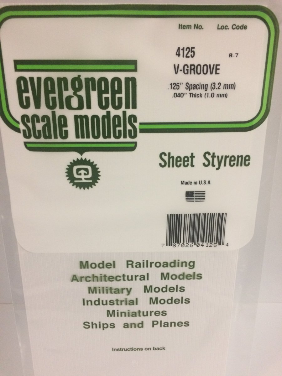 Evergreen Scale Models 4125 - V - Groove Siding, .125" Spacing - 6" X 12" Sheet - The Merri Artist - merriartist.com