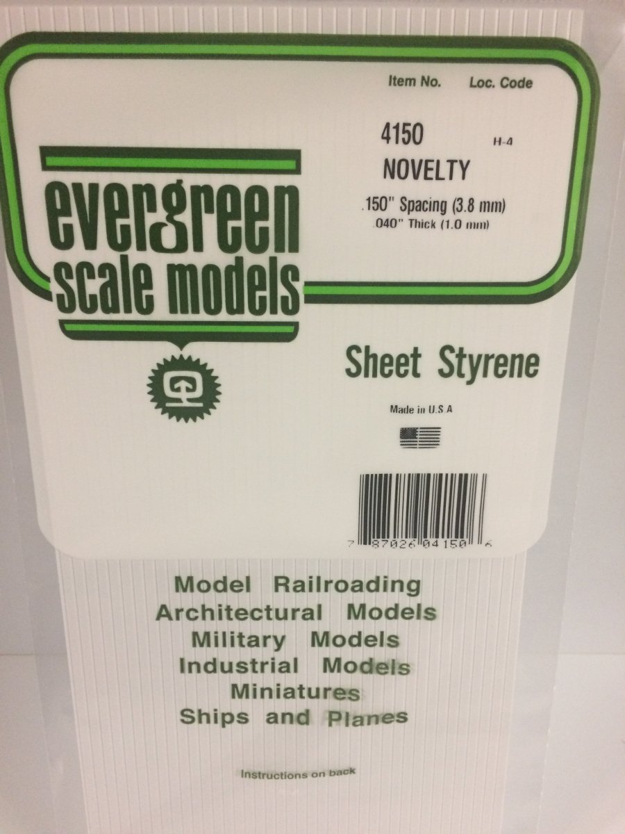 Evergreen Scale Models 4150 - 6" X 12" Novelty Siding, .150" Spacing - The Merri Artist - merriartist.com