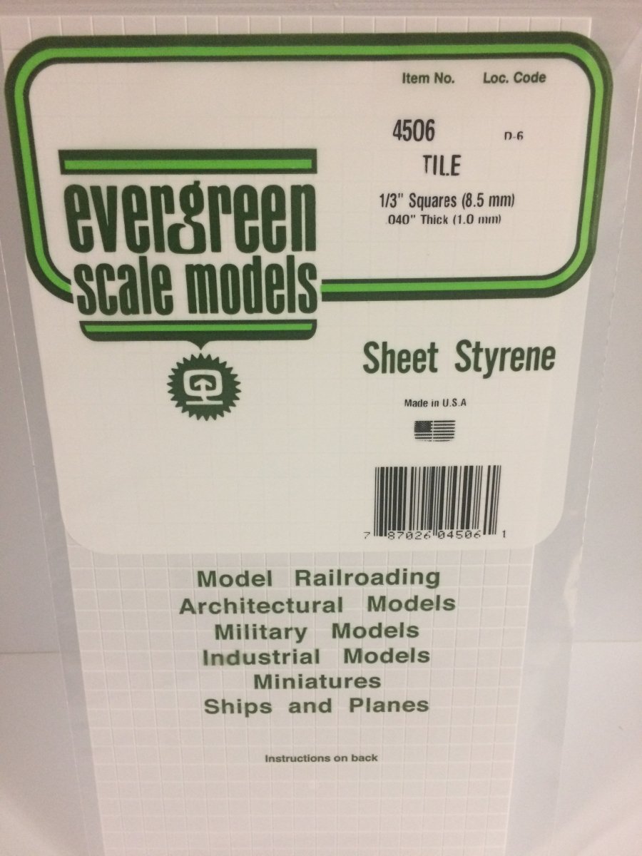 Evergreen Scale Models 4506 - .044" (1.10 mm) heavy groove spacing, 1/3" Square Tile (1) - The Merri Artist - merriartist.com