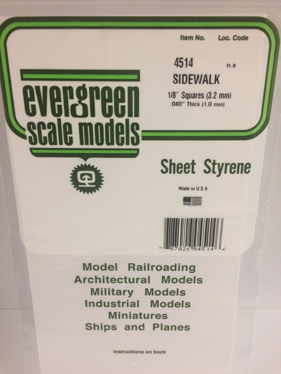 Evergreen Scale Models 4514 - 6" x 12", 1/8" Groove Spacing Sidewalk (1) - The Merri Artist - merriartist.com