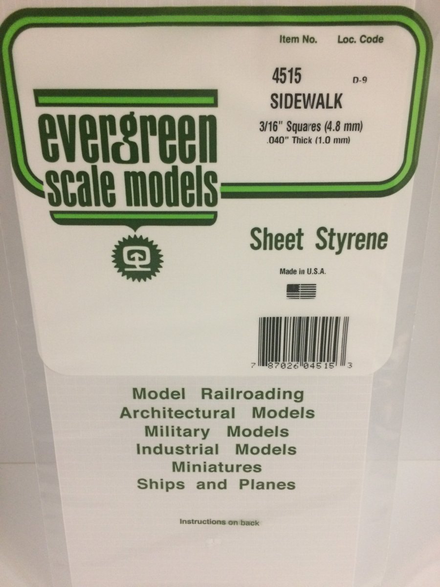 Evergreen Scale Models 4515 - 6" x 12", 3/16" Groove Spacing Sidewalk (1) - The Merri Artist - merriartist.com
