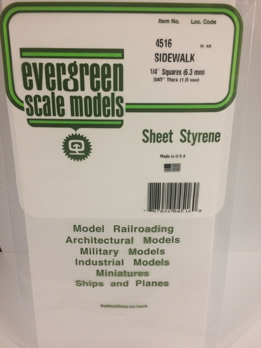 Evergreen Scale Models 4516 - 6" x 12", 1/4" Groove Spacing Sidewalk (1) - The Merri Artist - merriartist.com