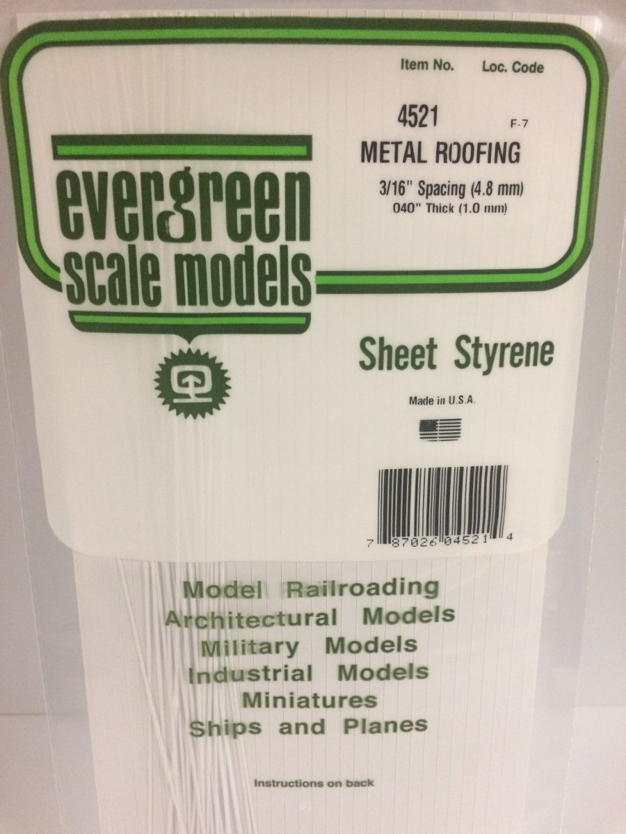 Evergreen Scale Models 4521 - Standing Seam Roofing, 3/16" Spacing (1) - The Merri Artist - merriartist.com