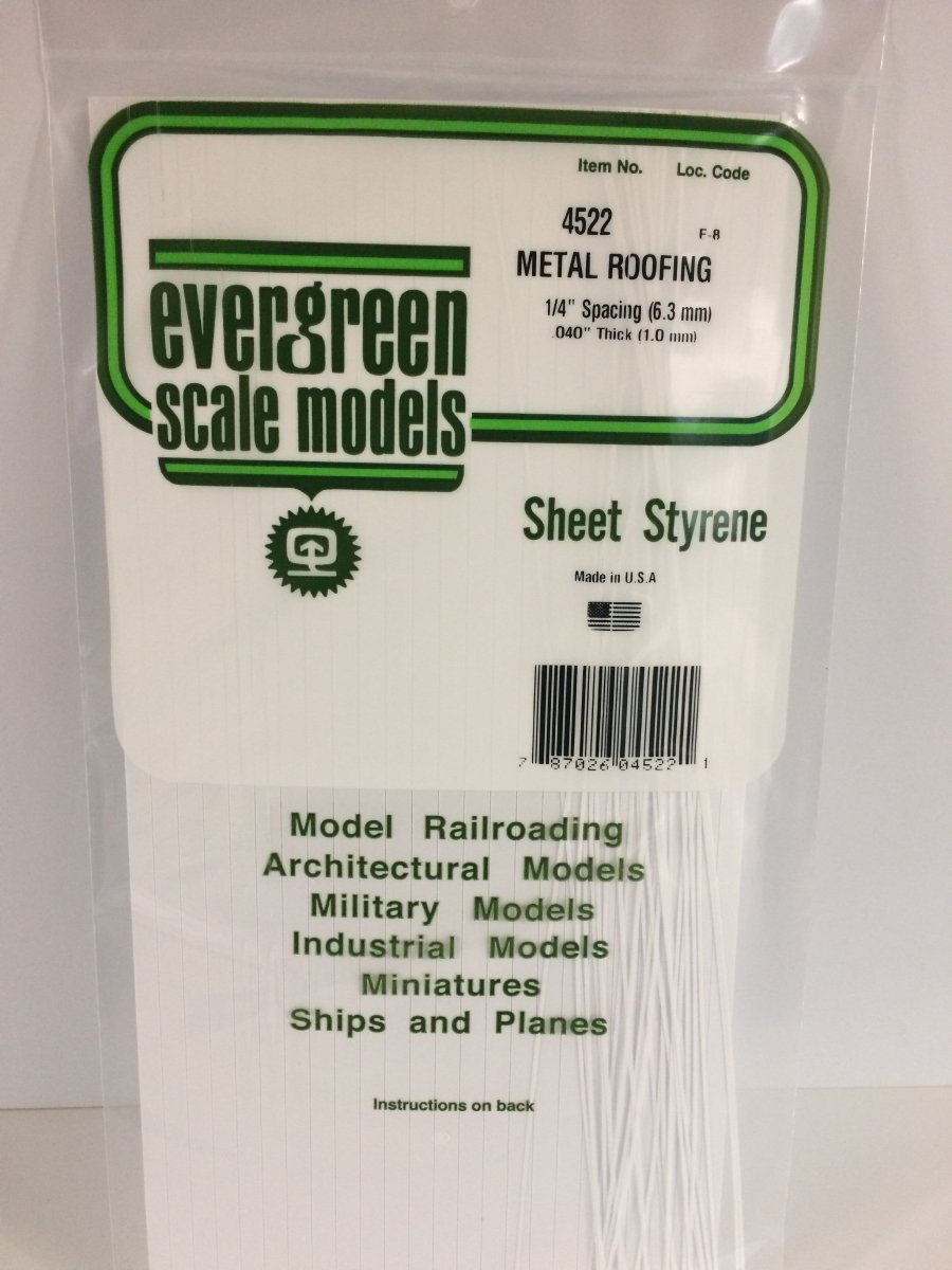 Evergreen Scale Models 4522 - Standing Seam Roofing, 1/4" Spacing (1) - The Merri Artist - merriartist.com