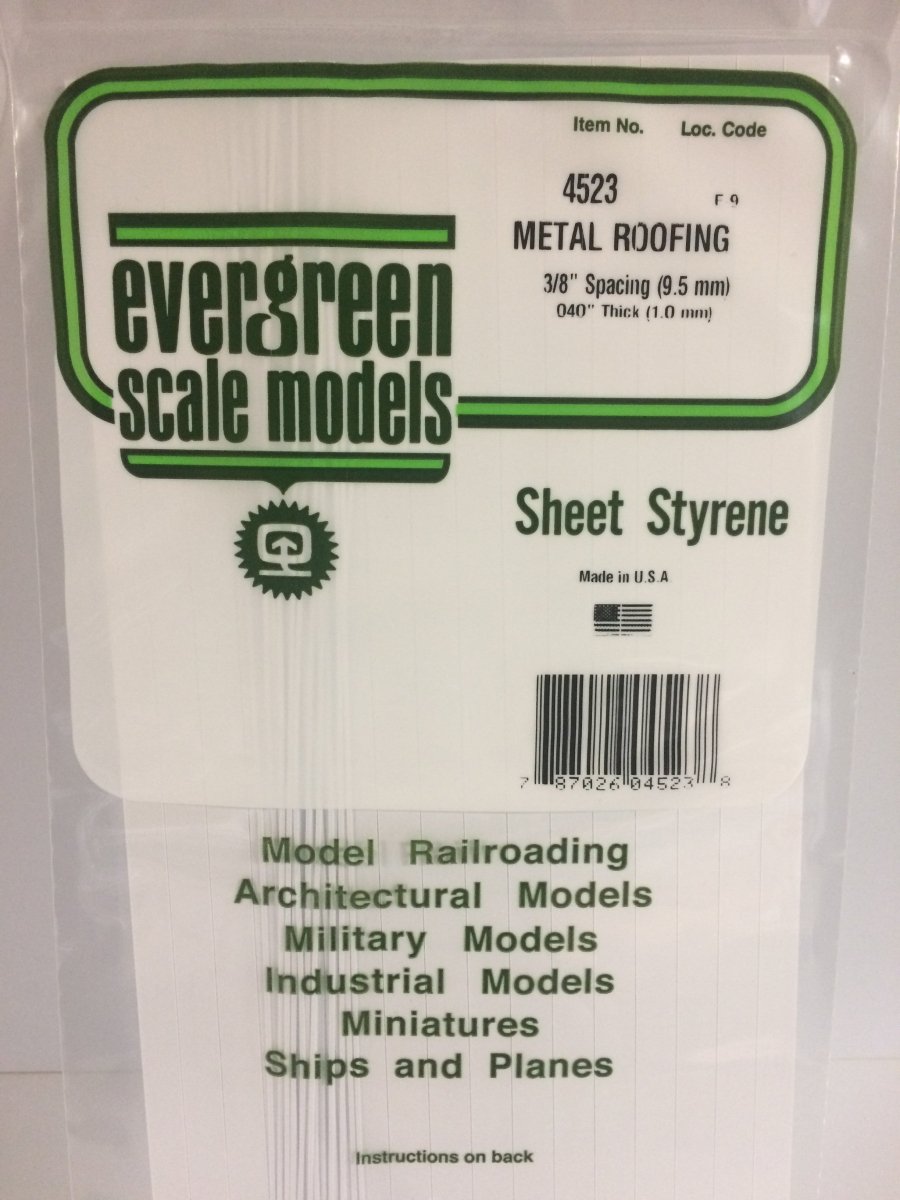 Evergreen Scale Models 4523 - Standing Seam Roofing, 3/8" Spacing (1) - The Merri Artist - merriartist.com