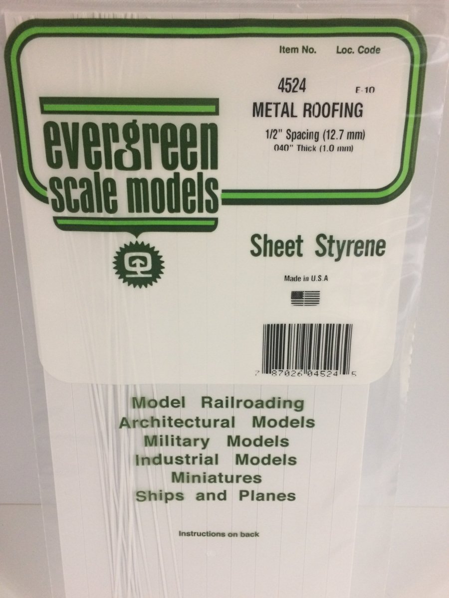 Evergreen Scale Models 4524 - Standing Seam Roofing, 1/2" Spacing (1) - The Merri Artist - merriartist.com