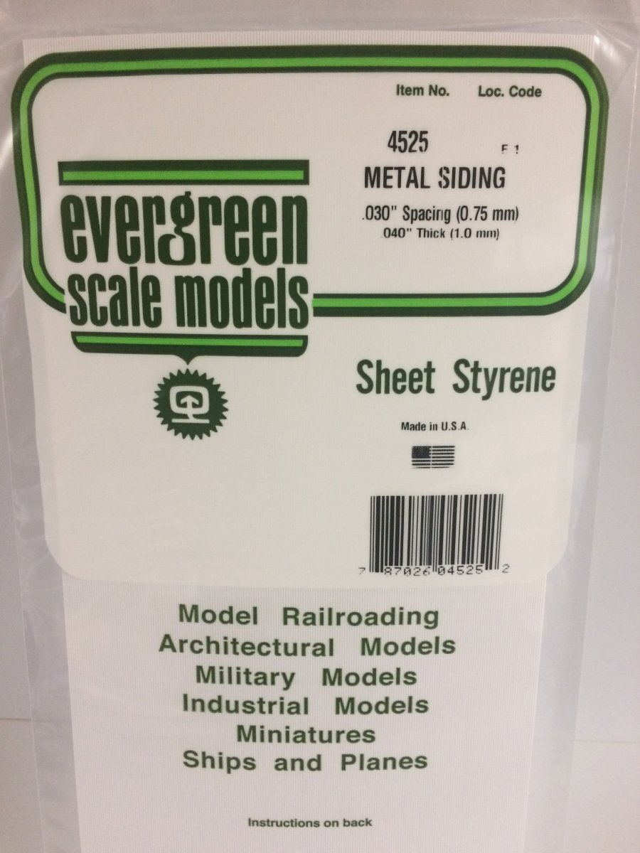 Evergreen Scale Models 4525 - Metal Siding, .030" Spacing (1) - The Merri Artist - merriartist.com