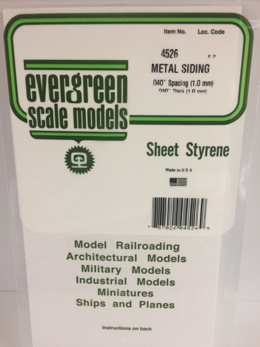 Evergreen Scale Models 4526 - Metal Siding, .040" Spacing (1) - The Merri Artist - merriartist.com