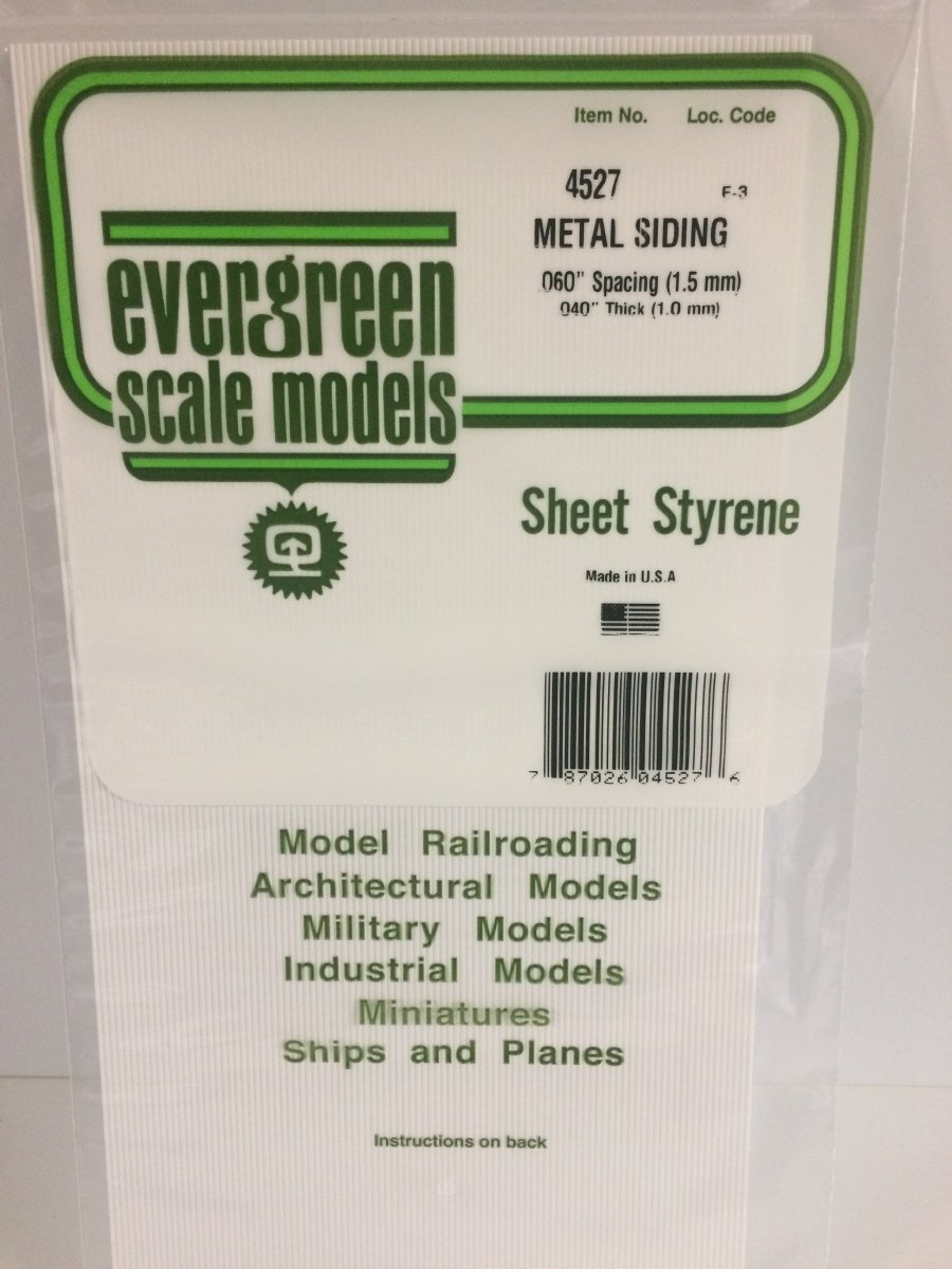 Evergreen Scale Models 4527 - 6" X 12" Metal Siding, .060" Spacing (1) - The Merri Artist - merriartist.com