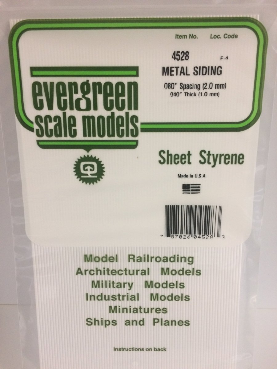 Evergreen Scale Models 4528 - 6" X 12" Metal Siding, .080" Spacing (1) - The Merri Artist - merriartist.com