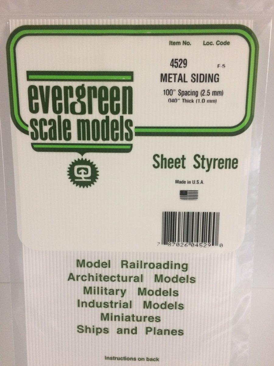 Evergreen Scale Models 4529 - 6" X 12" Metal Siding, .100" Spacing (1) - The Merri Artist - merriartist.com
