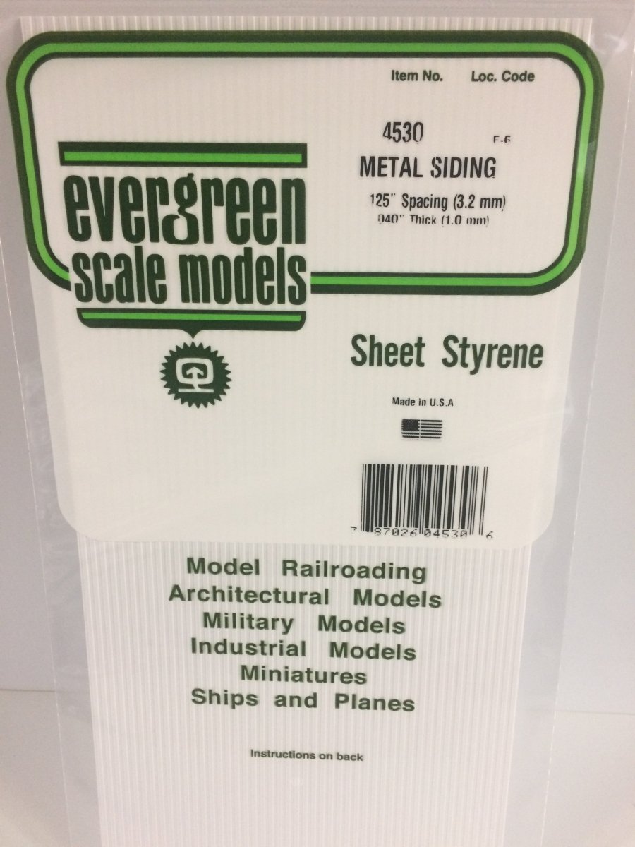 Evergreen Scale Models 4530 - 6" X 12" Metal Siding, .125" Spacing (1) - The Merri Artist - merriartist.com
