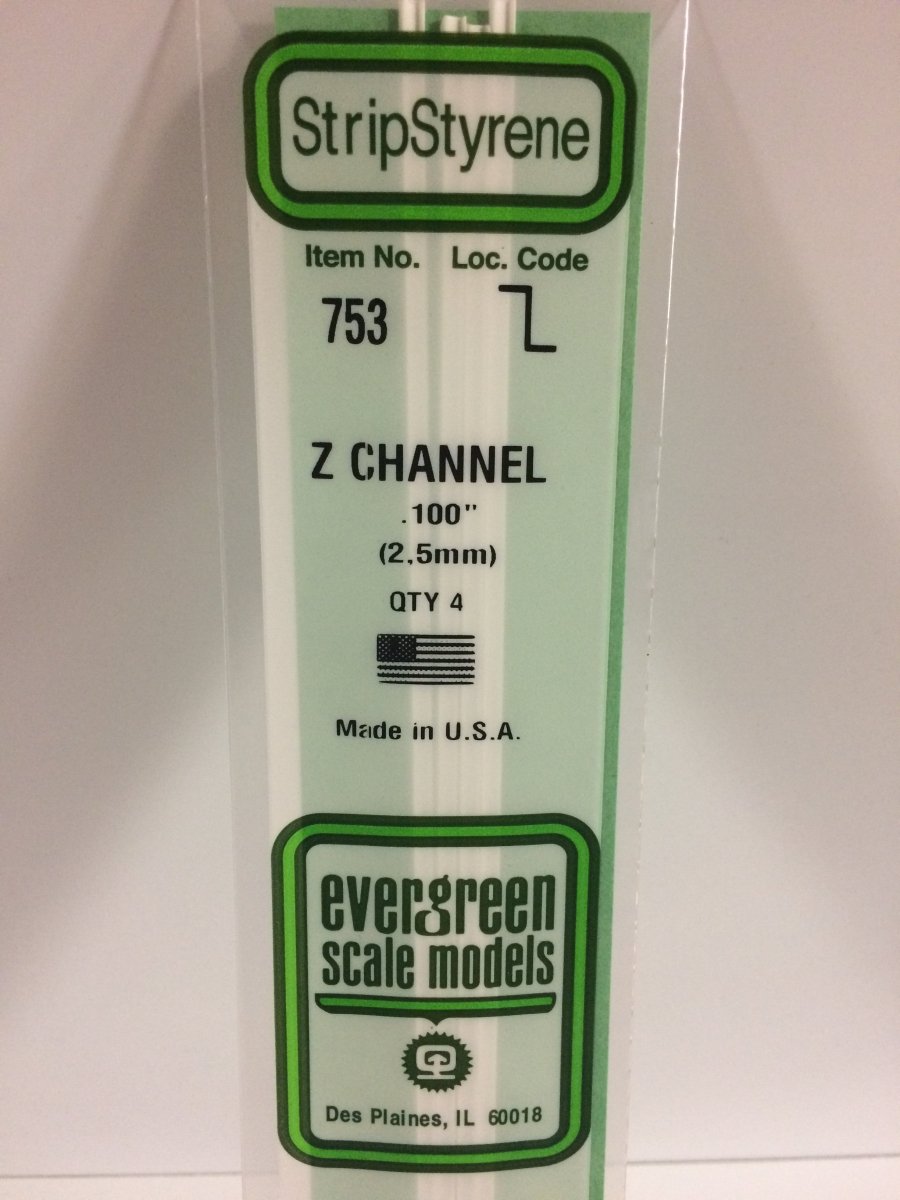 Evergreen Scale Models 753 - .100" Z Channel (4) - The Merri Artist - merriartist.com