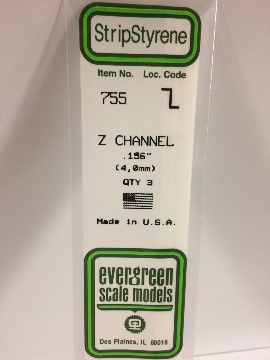 Evergreen Scale Models 755 - .156" Z Channel (3) - The Merri Artist - merriartist.com
