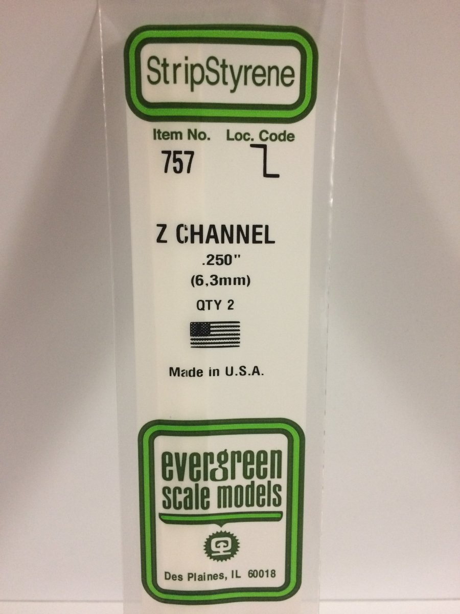Evergreen Scale Models 757 - .250" x 14" Z Channel (2) - The Merri Artist - merriartist.com