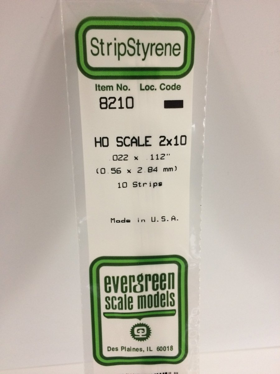 Evergreen Scale Models 8210 - .022" X .112" X 14" HO Scale 2X10 Strips (10) - The Merri Artist - merriartist.com