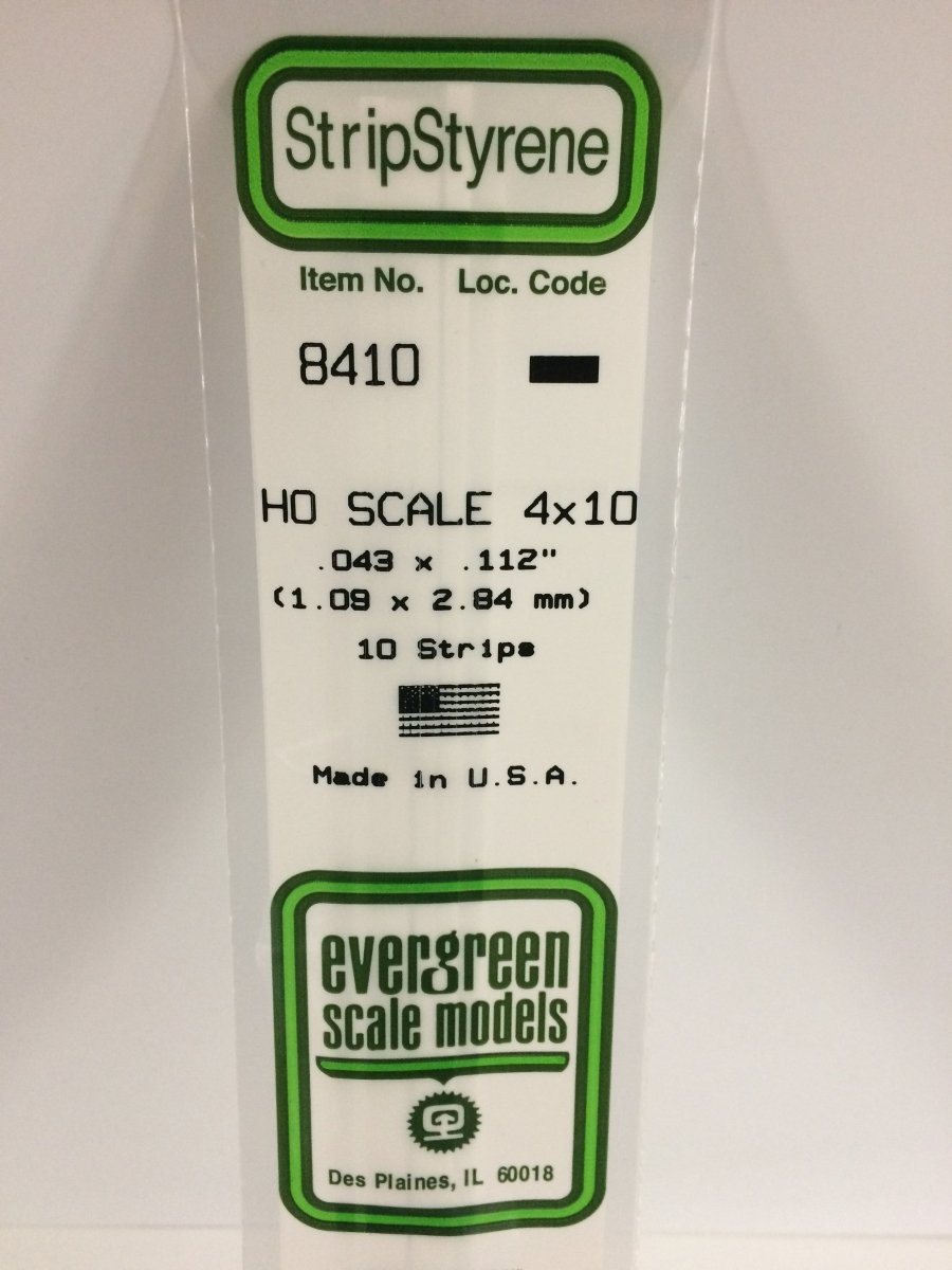 Evergreen Scale Models 8410 - .043" X .112" X 14" HO Scale 4X10 Strips (10) - The Merri Artist - merriartist.com