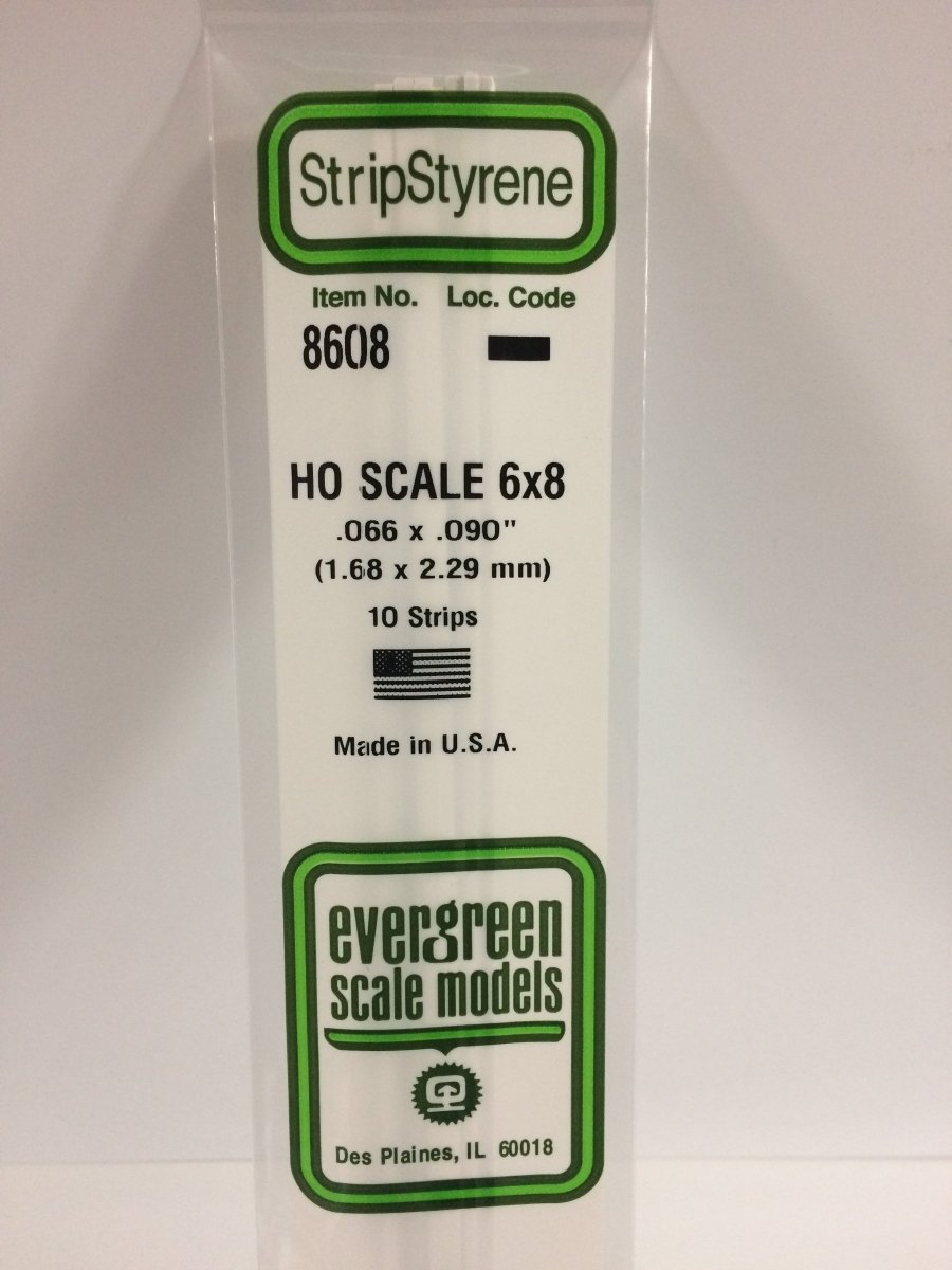 Evergreen Scale Models 8608 - .066" X .090" X 14" HO Scale 6X8 Strips (10) - The Merri Artist - merriartist.com